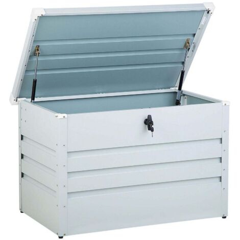 Beliani – Coffre de jardin en acier galvanisé 300 litres – Dimensions 100 x 62 x 64 cm – Résistant aux intempéries et aux UV – Sécurisé avec serrure