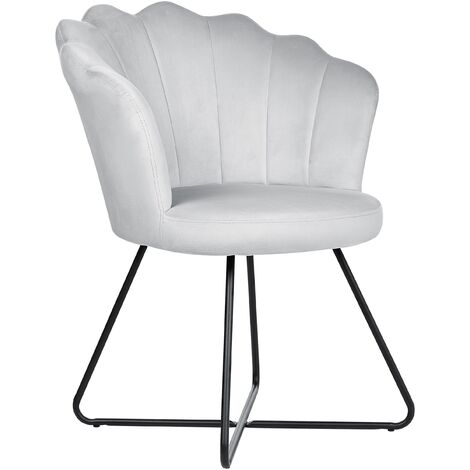 Beliani – Fauteuil coquillage en velours gris – Rembourré mousse 25kg/m3 – Dossier ergonomique – Dimensions 67x70x86cm – Charge 150kg
