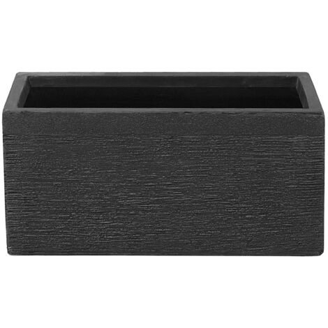 Beliani – Jardinière rectangulaire noire en fibre d'argile 50 x 24 x 23 cm – Avec trou de drainage – Résistante aux UV et aux températures extrêmes