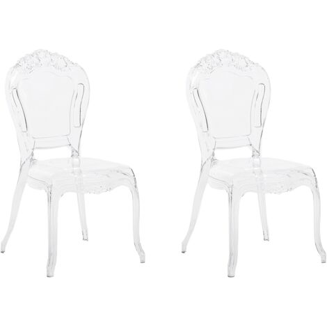 Beliani – Lot de 2 chaises transparentes en polycarbonate – Style glamour – Hauteur 98 cm – Empilables et faciles à nettoyer – Charge 150 kg