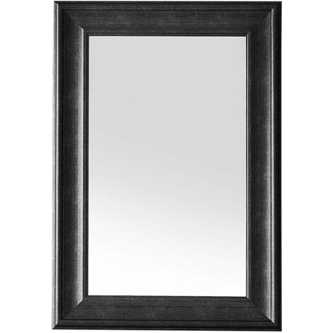 Beliani – Miroir mural traditionnel rectangulaire noir 90 x 60 cm – Cadre en plastique – Accrochage vertical/horizontal – Pour chambre et entrée