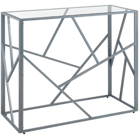 Beliani – Table console en verre et métal argenté – Style contemporain – Dimensions 100x40x85 cm – Pour intérieur moderne – Patins de protection