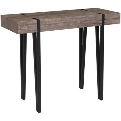Beliani – Table console industrielle effet bois foncé – Pieds en métal noir – Dimensions 100x40x81cm – Charge 100kg – Assemblage facile