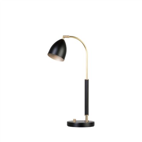 Belid Deluxe - Lampe de table à 1 lumière noire, laiton