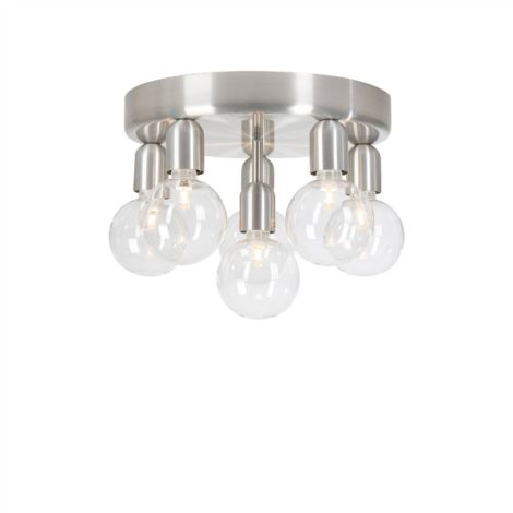 Belid Regal - Plafonnier globe à 6 ampoules, aluminium brossé, sol, E27