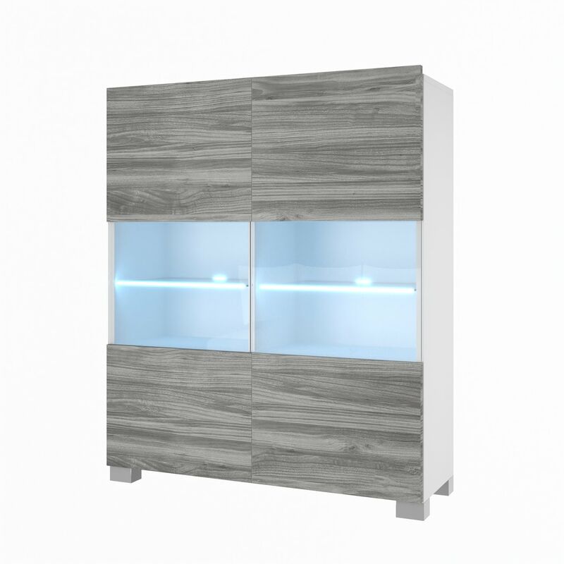 Belini - Commode Chambre ou Salon nex kom i Meubles de Salon avec 2 Portes Vitrées i Teille: 36 x 100 x 115 cm i Commode Salon, Rangement - Couleur: