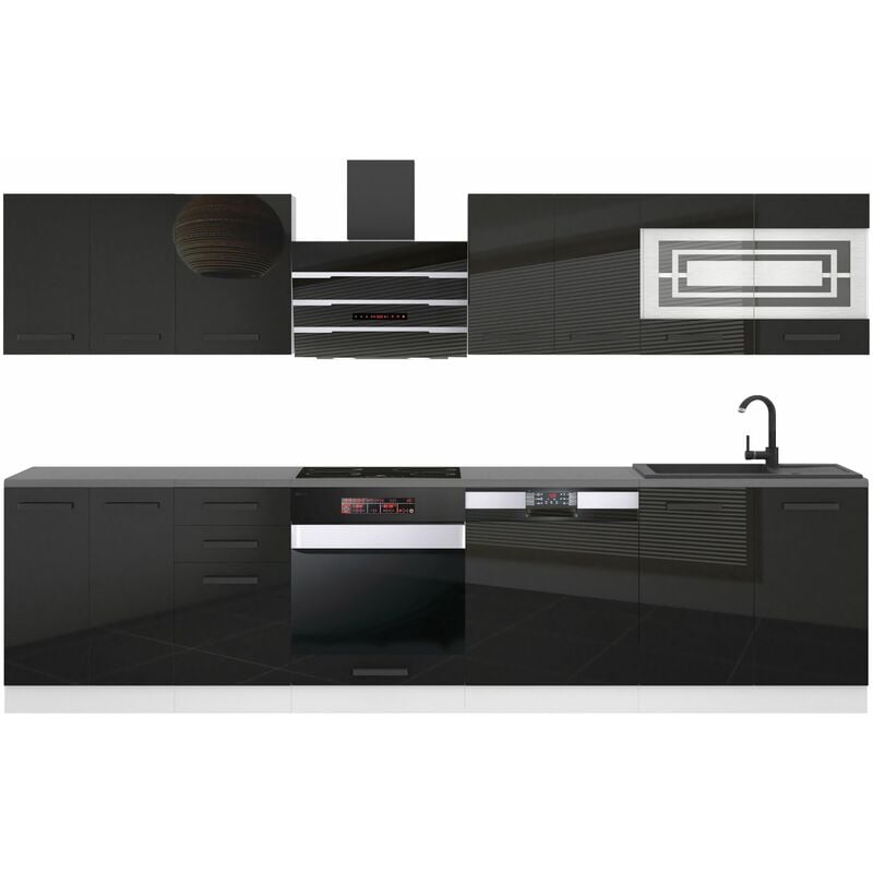 Belini - Cuisine Equipee Complete - 300 cm Lucy Muebles de Cuisine Complète Cuisine Complete sans Plan de Travail Rangement Cuisine Buffet Cuisine