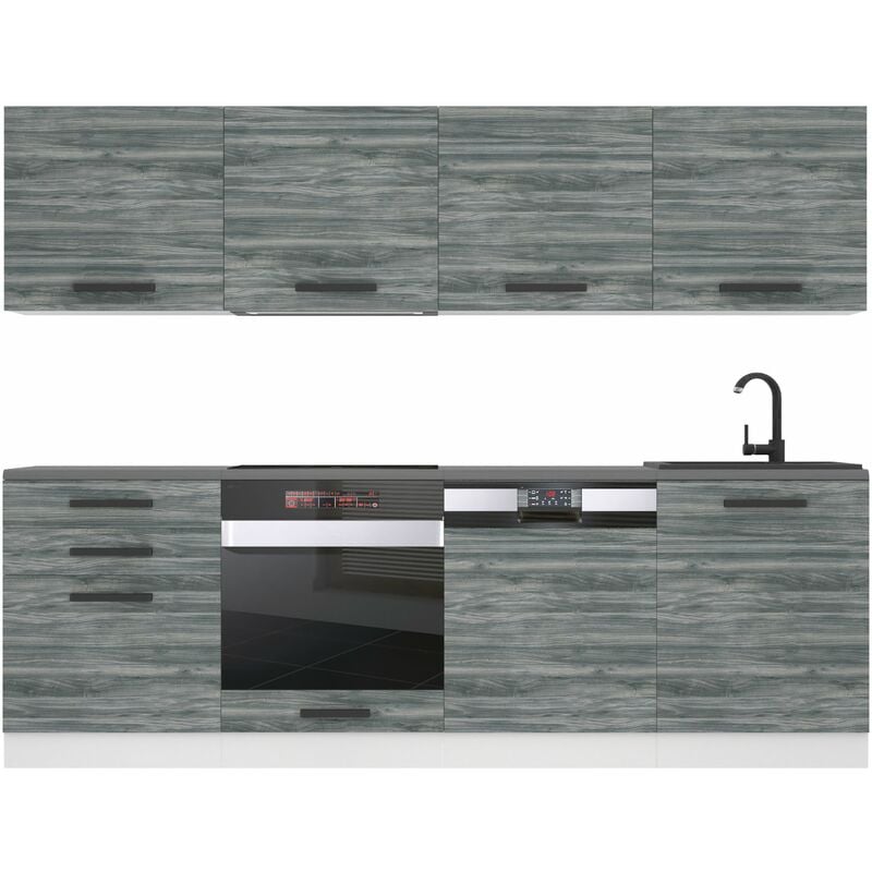 Cuisine Equipee Complete Alice Muebles de Cuisine Complets - 240 cm. Cuisine Complete avec Plan de Travail, chêne Glamour - Belini