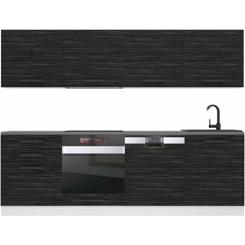 Cuisine Equipee Complete Alice Muebles de Cuisine Complets - 240 cm. Cuisine Complete sans Plan de Travail, ébène Royal - Belini