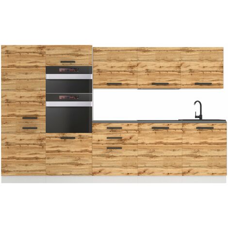 Belini Cuisine Equipee Complete Grace Muebles de Cuisine Complets - 300 cm. Cuisine Complete avec Plan de Travail, chêne wotan