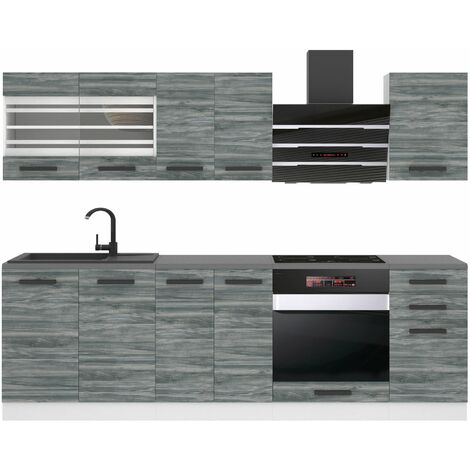 Belini Cuisine Equipee Complete Margaret Muebles de Cuisine Complets - 240 cm. Cuisine Complete sans Plan de Travail, chêne Glamour