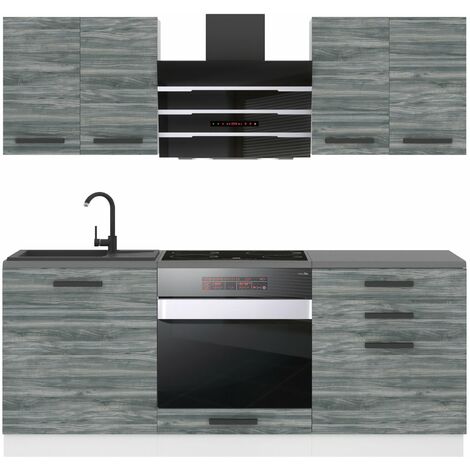 Belini Cuisine Equipee Complete Mary Muebles de Cuisine Complets - 180 cm. Cuisine Complete sans Plan de Travail, chêne Glamour