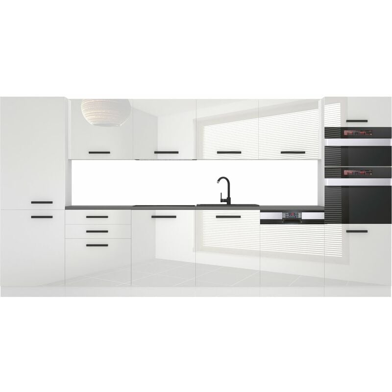 Cuisine Equipee Complete Naomi Muebles de Cuisine Complets - 360 cm. Cuisine Complete sans Plan de Travail, Blanc très Brillant - Belini