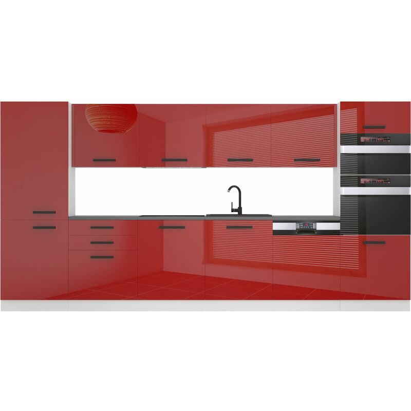 Belini Cuisine Equipee Complete Naomi Muebles de Cuisine Complets - 360 cm. Cuisine Complete sans Plan de Travail, Rouge très Brillant