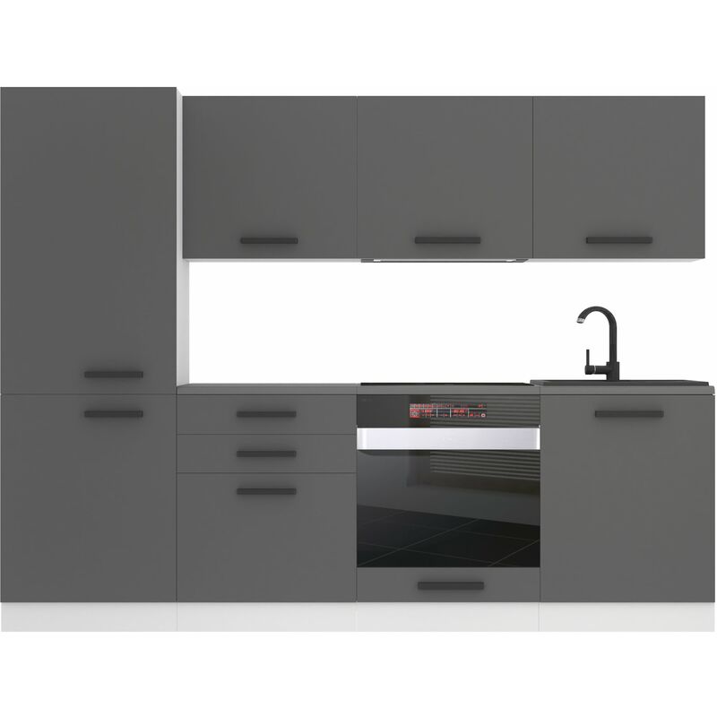 Cuisine Equipee Complete Sandy Muebles de Cuisine Complets - 240 cm. Cuisine Complete sans Plan de Travail, Argent Mat - Belini