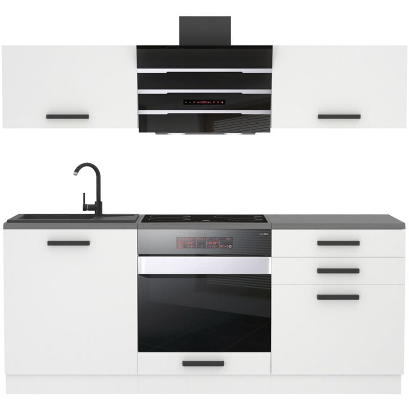 Cuisine Equipee Complete Sophia Muebles de Cuisine Complets - 180 cm. Cuisine Complete avec Plan de Travail, Blanc Mat - Belini