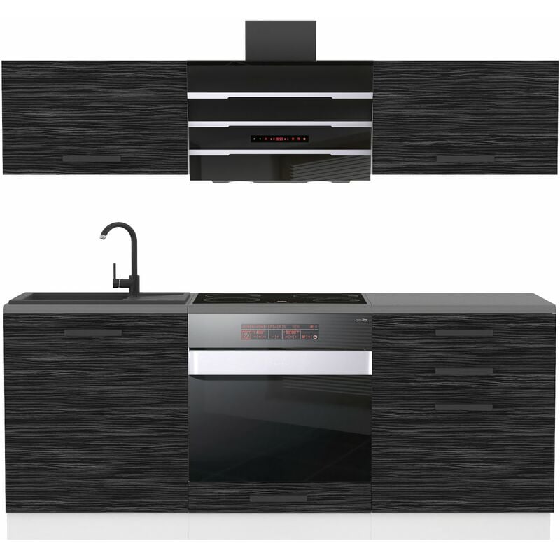 Cuisine Equipee Complete Sophia Muebles de Cuisine Complets - 180 cm. Cuisine Complete sans Plan de Travail, ébène Royal - Belini