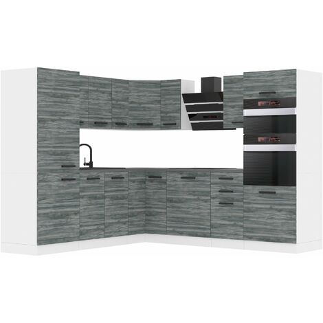 Belini Cuisine Equipee Complete Stacy Muebles de Cuisine Complets. L-Forme Cuisine. Cuisine Complete avec Plan de Travail, chêne Glamour
