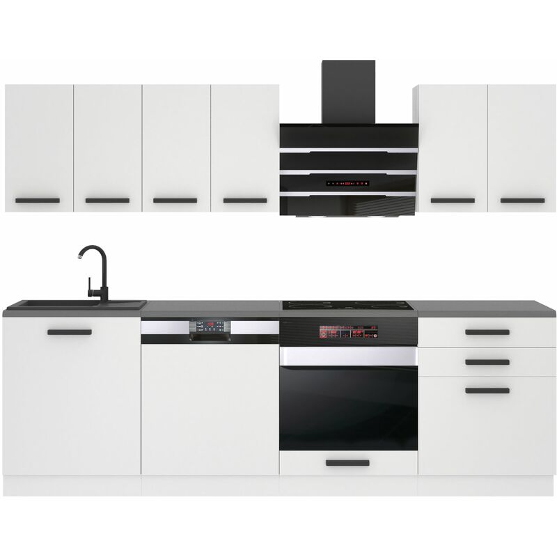 Cuisine Equipee Complete Susan Muebles de Cuisine Complets - 240 cm. Cuisine Complete sans Plan de Travail, Blanc Mat - Belini