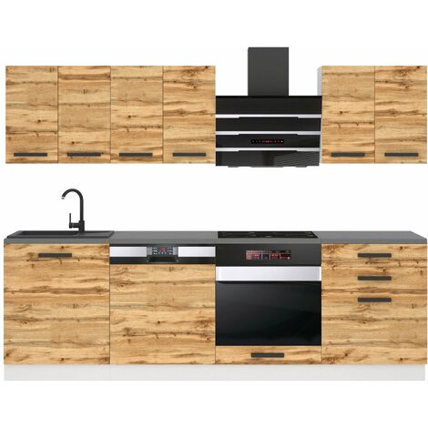 Belini Cuisine Equipee Complete Susan Muebles de Cuisine Complets - 240 cm. Cuisine Complete sans Plan de Travail, chêne wotan