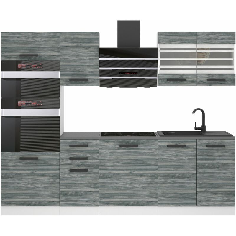 Cuisine Equipee Complete Tracy Muebles de Cuisine Complets - 240 cm. Cuisine Complete sans Plan de Travail, chêne Glamour - Belini