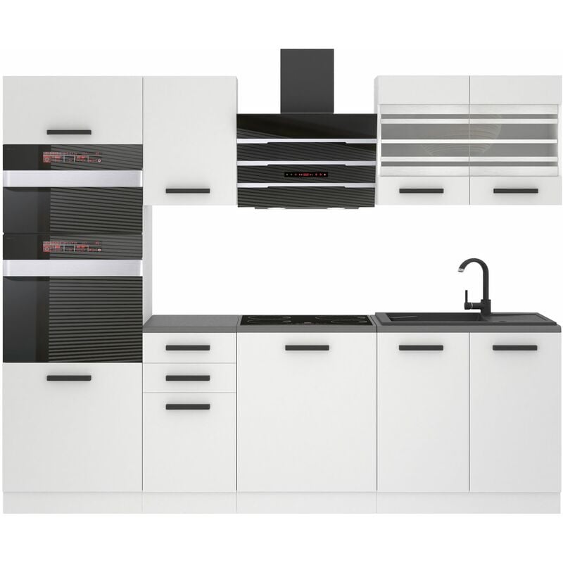 Cuisine Equipee Complete Tracy Muebles de Cuisine Complets - 240 cm. Cuisine Complete sans Plan de Travail, Blanc Mat - Belini