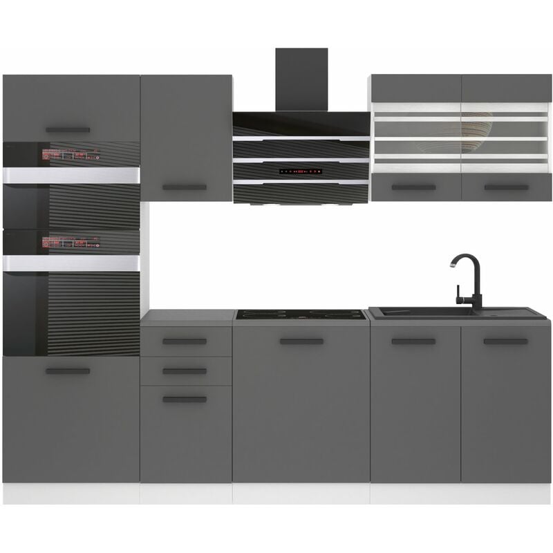 Cuisine Equipee Complete Tracy Muebles de Cuisine Complets - 240 cm. Cuisine Complete sans Plan de Travail, Argent Mat - Belini