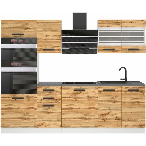 Belini Cuisine Equipee Complete Tracy Muebles de Cuisine Complets - 240 cm. Cuisine Complete sans Plan de Travail, chêne wotan
