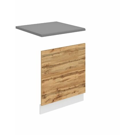 BELINI Habillage de Porte Lave Vaisselle PO60  Meuble Lave Vaisselle avec Plan de Travail I Accessoire pour Lave-Vaisselle Cuisine - Teille: 1,6 x 60 x 57 cm I Couleur: chêne wotan