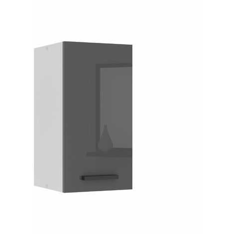 Belini Hängeschrank Küche, Küchenschränke SG. Breite 30 cm. Oberschrank mit 1 Tür, Küchenhängeschränke, Wandschrank Hängend, Silber Hochglanz