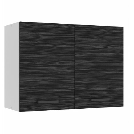 Belini Hängeschrank Küche, Küchenschränke SG. Breite 80 cm. Oberschrank mit 2 Türen, Küchenhängeschränke, Wandschrank Hängend, Königliches Ebenholz