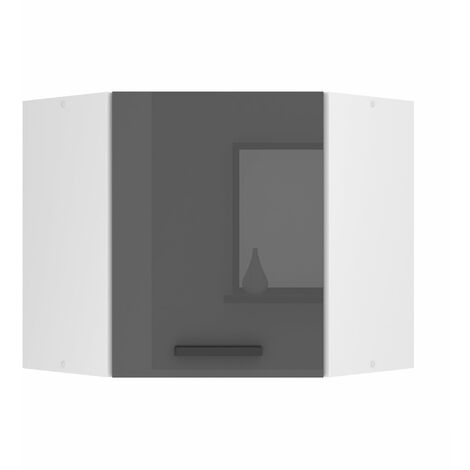 Belini Hängeschrank Küche, Küchenschränke SGN. Breite 60 cm. Oberschrank mit 1 Tür, Küchenhängeschränke, Wandschrank Hängend, Silber Hochglanz
