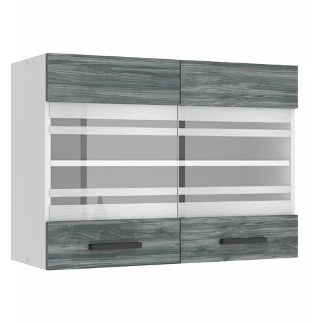 Belini Hängeschrank Küche, Küchenschränke SGW. Breite 80 cm. Oberschrank mit 2 Türen, Küchenhängeschränke, Wandschrank Hängend, Glamour Wood