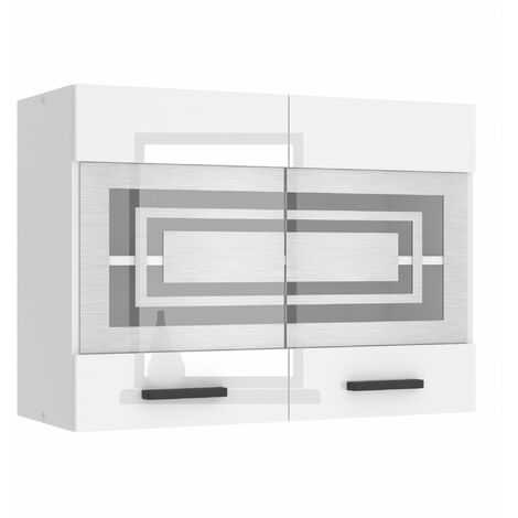 Belini Hängeschrank Küche, Küchenschränke SGW. Breite 80 cm. Oberschrank mit 2 Türen, Küchenhängeschränke, Wandschrank Hängend, Weiß Hochglanz
