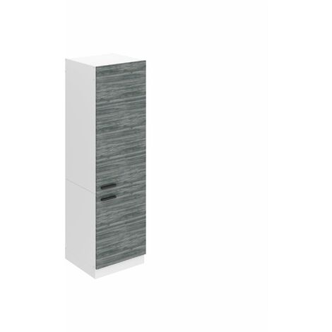 Belini Kühlschrank Schrank Hochschrank Küche SSL. 60 cm Breite und 204 cm Höhe. Einbauschrank für Kühlschrank mit 2 Türen, Glamour Wood