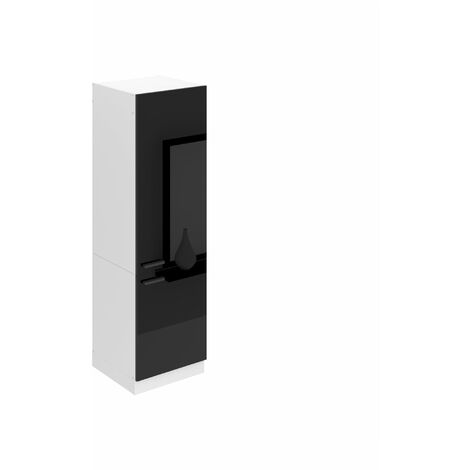 Belini Kühlschrank Schrank Hochschrank Küche SSL. 60 cm Breite und 204 cm Höhe. Einbauschrank für Kühlschrank mit 2 Türen, Schwarz Hochglanz
