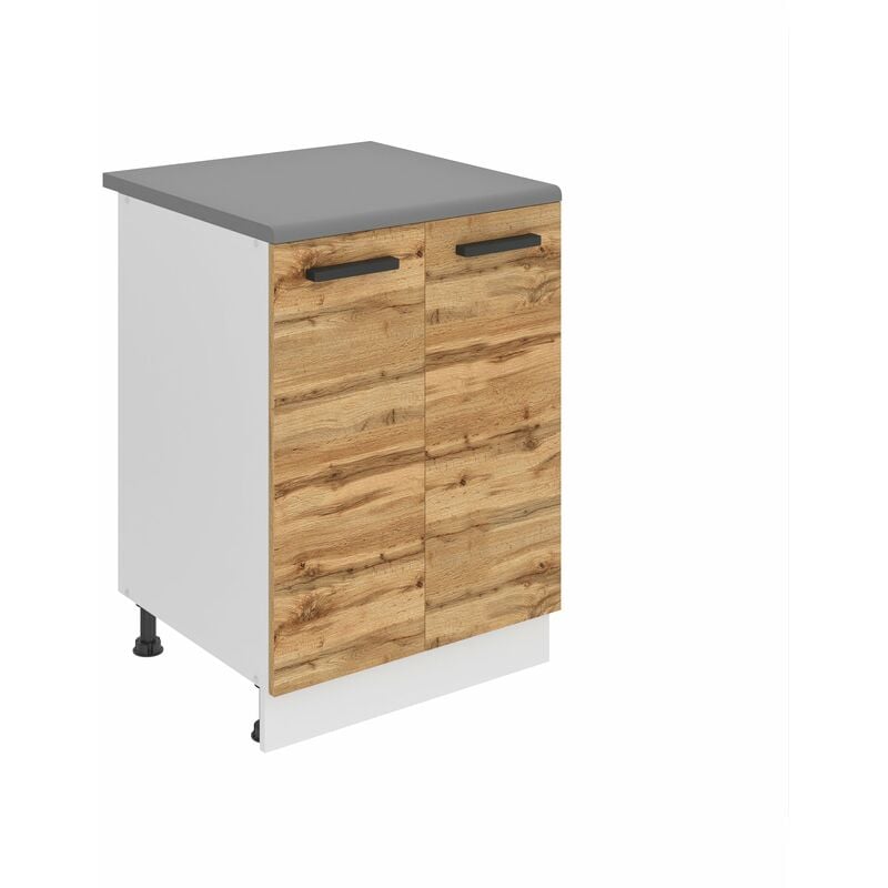 Meuble Cuisine Bas avec Plan de Travail SD15 i Meubles de Cuisine - Taille: 51,6 x 60 x 85 cm i Petit Meuble Cuisine - 2 Portes i Couleur : chêne