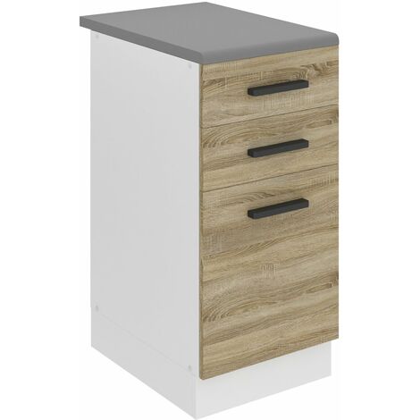 BELINI Meuble Cuisine Bas avec Plan de Travail SDSZ I Meubles de Cuisine - Taille: 51,6 x 40 x 85 cm I Petit Meuble Cuisine - 2 Tiroirs, 1 Porte I Couleur: Chêne Sonoma
