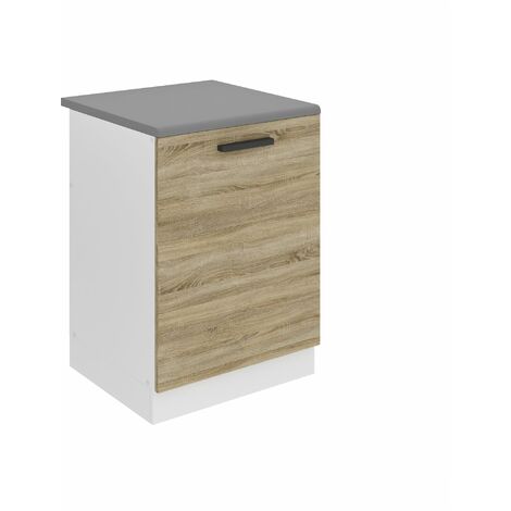 BELINI Meuble Cuisine Bas avec Plan de Travail SDZ I Meubles de Cuisine - Taille: 51,6 x 60 x 85 cm I Meuble sous Evier - 1 Porte I Couleur : chêne Sonoma