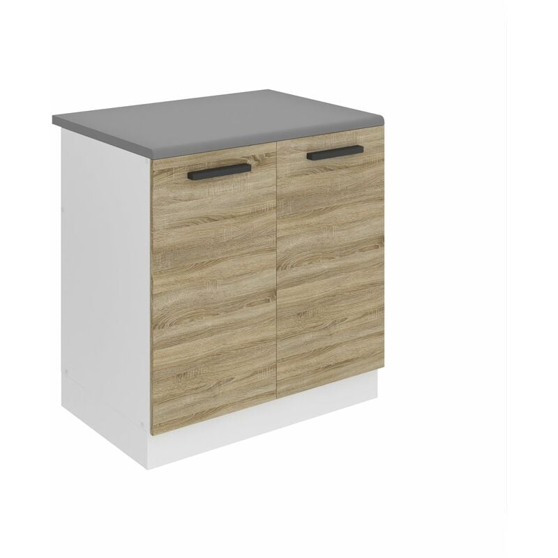 BELINI Meuble Cuisine Bas avec Plan de Travail SDZ I Meubles de Cuisine - Taille: 51,6 x 80 x 85 cm I Meuble sous Evier - 2 Portes I Couleur : chêne