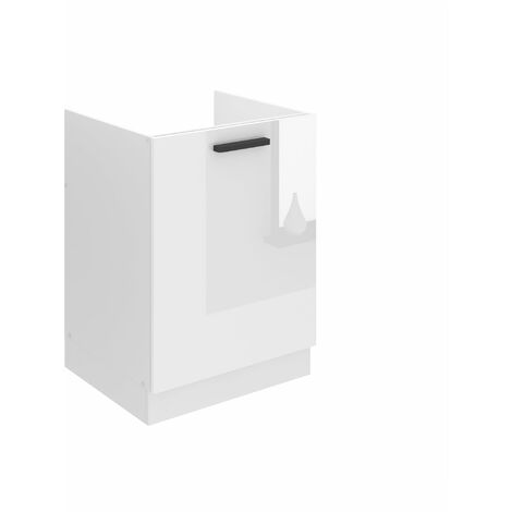 BELINI Meuble Cuisine Bas sans Plan de Travail SDZ I Meubles de Cuisine - Taille: 51,6 x 60 x 82 cm I Meuble sous Evier - 1 Porte I Couleur : Blanc très Brillant