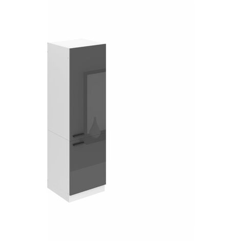 BELINI  Meuble de Rangement pour Micro-Onde I Armoire de Cuisine avec 2 Portes I Meuble Cuisine 57,6 x 60 x 204 cm I Etagere Micro Ondes  Couleur: Argent très Brillant