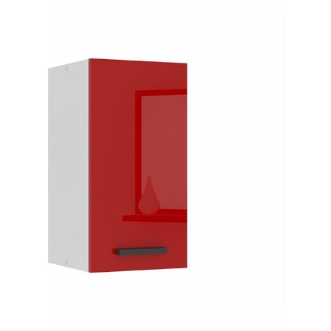 BELINI Meuble Haut Cuisine SG30 I Meubles de Cuisine - Mural, Rangements, 1 Porte I Taille: 29,6 x 30 x 58 cm I Armoire Murale avec Poignée en Métal I Couleur: Rouge très Brillant