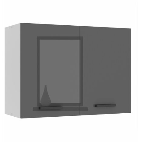 BELINI Meuble Haut Cuisine SG80 I Meubles de Cuisine - Mural, Rangements, 2 Portes I Taille: 29,6 x 80 x 58 cm I Armoire Murale avec Poignée en Métal I Couleur: Argent très Brillant
