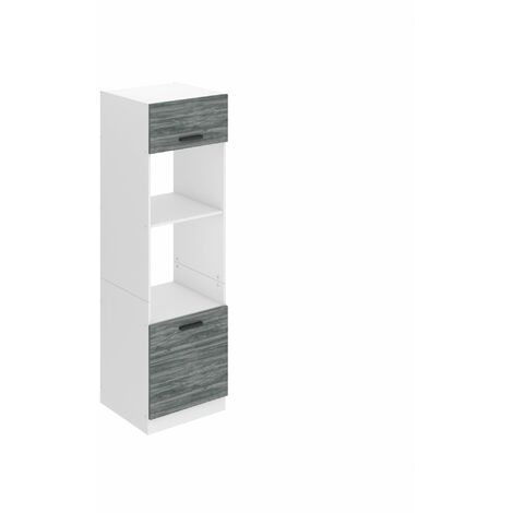 BELINI Mikrowelle Schrank Küchenschränke Hochschrank Küche Mikrowellenschrank 60 x 204 cm Küchenbuffet mit 2 Türen und 2 Regalen Kommode Küchenregal Glamour Wood