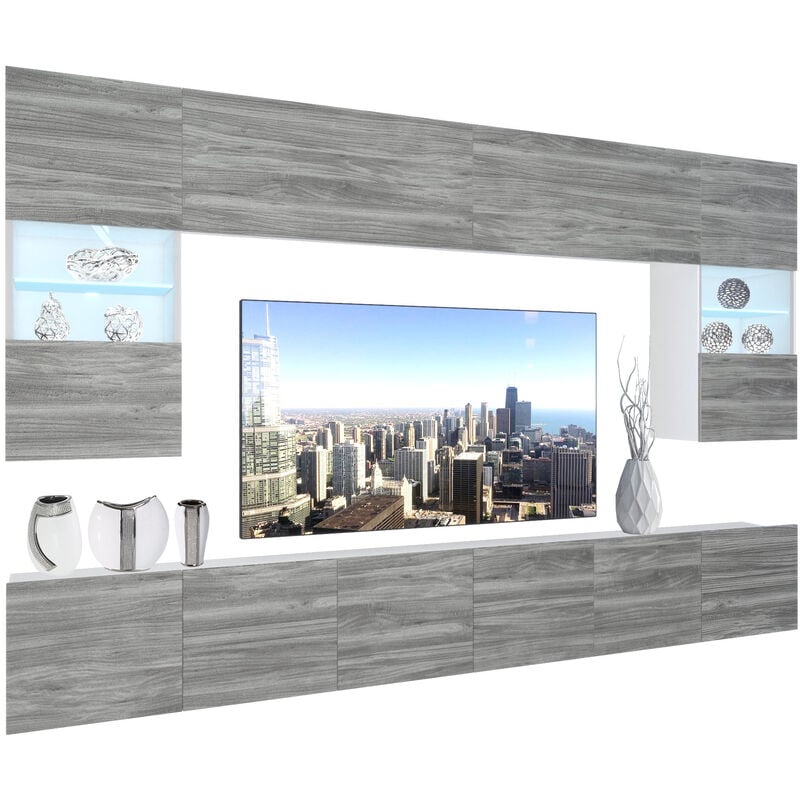 Belini - Unité Murale tv nex i Ensemble Muebles de Salon Complet i Ensemble Meuble tv avec Illumination led i Dimensions: 300 x 180 x 36 cm i Coleur: