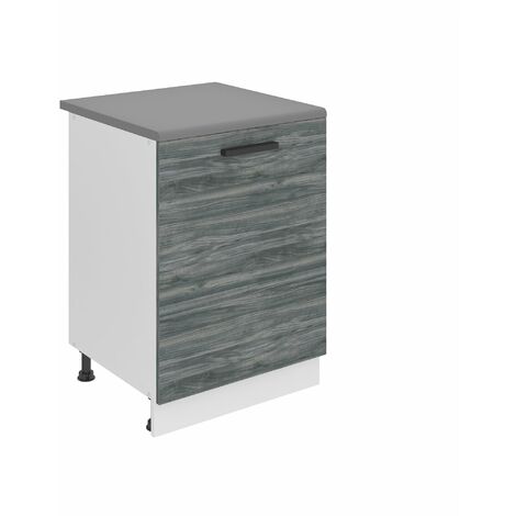 Belini Unterschrank Küche, Küchenunterschrank 60 cm Breite. SD Küchenunterschrank mit Arbeitsplatte. Küchenschrank mit 1 Tür, Glamour Wood