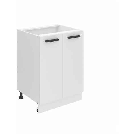 Belini Unterschrank Küche, Küchenunterschrank 60 cm Breite. SD2 Küchenunterschrank ohne Arbeitsplatte. Küchenschrank mit 2 Türen, Weiß matt