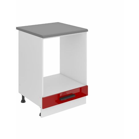 Belini Unterschrank Küche, Küchenunterschrank 60 cm Breite. SDP Küchenunterschrank mit Arbeitsplatte. Küchenschrank ohne Tür, mit Schubladen, Rot Hochglanz