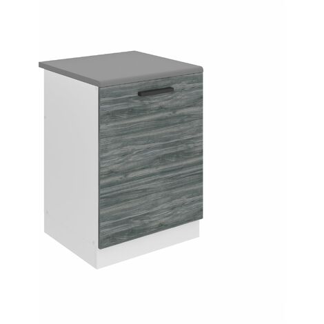 Belini Unterschrank Küche, Spülenunterschrank 60 cm Breite. SDZ Küchenunterschrank mit Arbeitsplatte. Spülenschrank mit 1 Tür, Glamour Wood